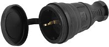 Розетка штепсельная с заземлением прямая ЭРА R8-B-IP44 16А IP44 каучук черный картинка 